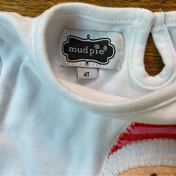 Mud Pie 4T Long Sleeve White Appliqué Santa Shirt - Picture 3 of 5